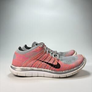 Nike Free 4.0 Flyknit Pink Gray Athletic Sneakers BV7099-400 Women's Size 8